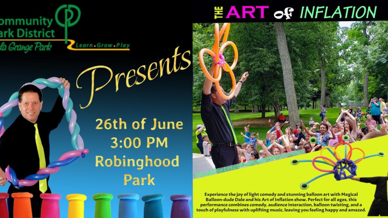 Community Park District Balloon Show Summer Camp Banner